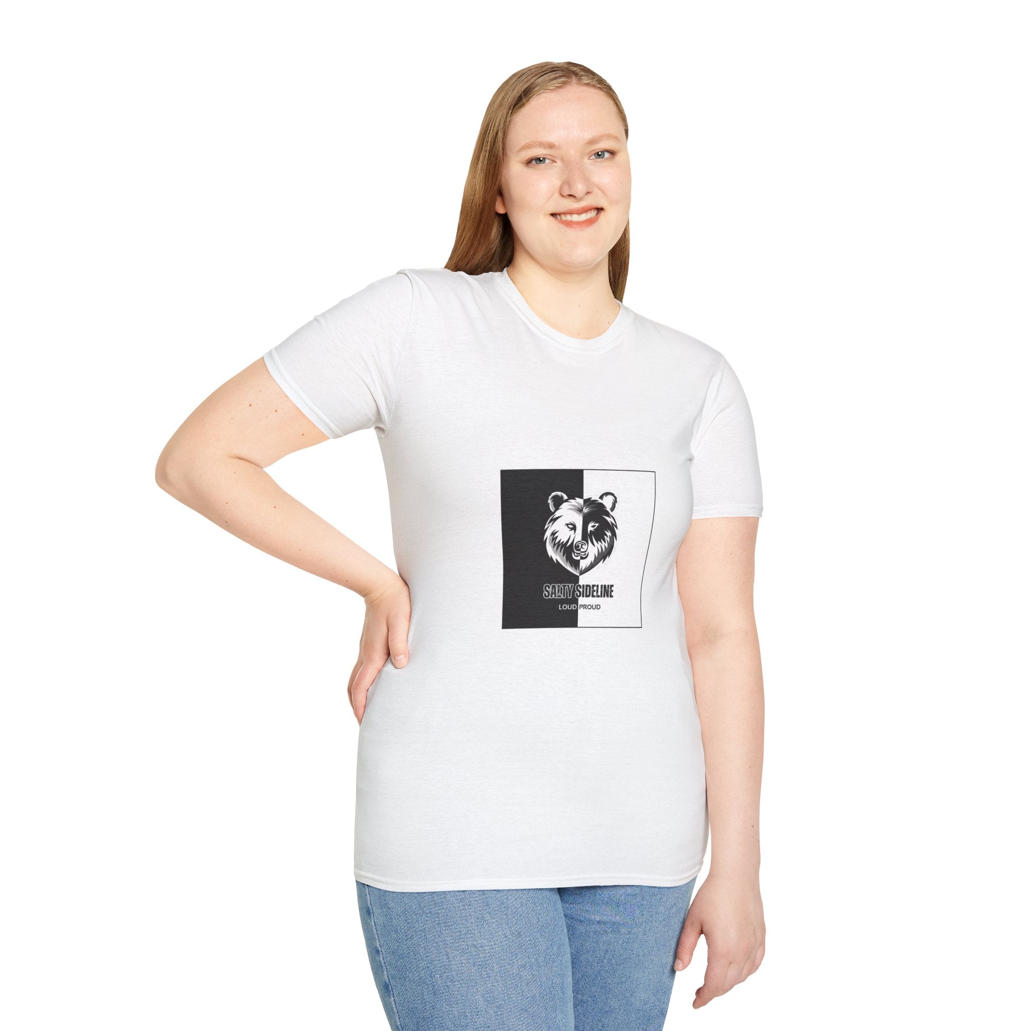 Salty Sideline Logo Unisex Softstyle T-Shirt (White)