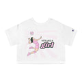 Hits Like a Girl Black Hair Champion Cropped T-Shirt