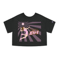 Hits Like a Girl Brown Hair Champion Cropped T-Shirt