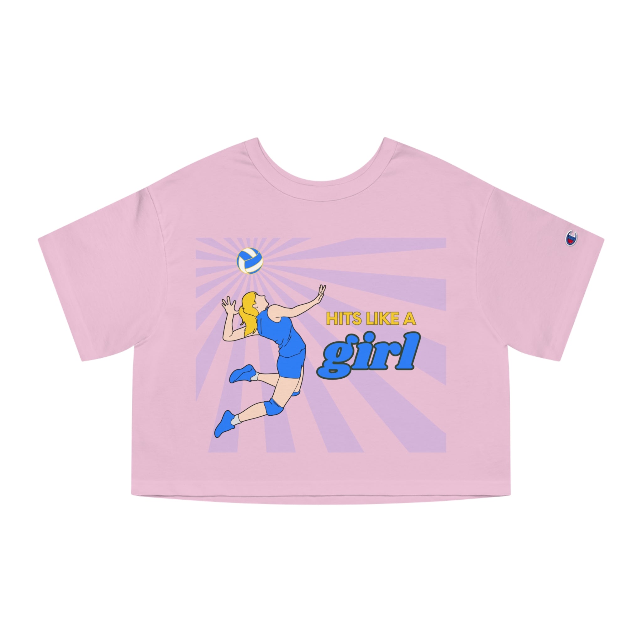 Hits Like a Girl Yellow Hair Champion Women's Heritage Cropped T-Shirt (4 Colors)