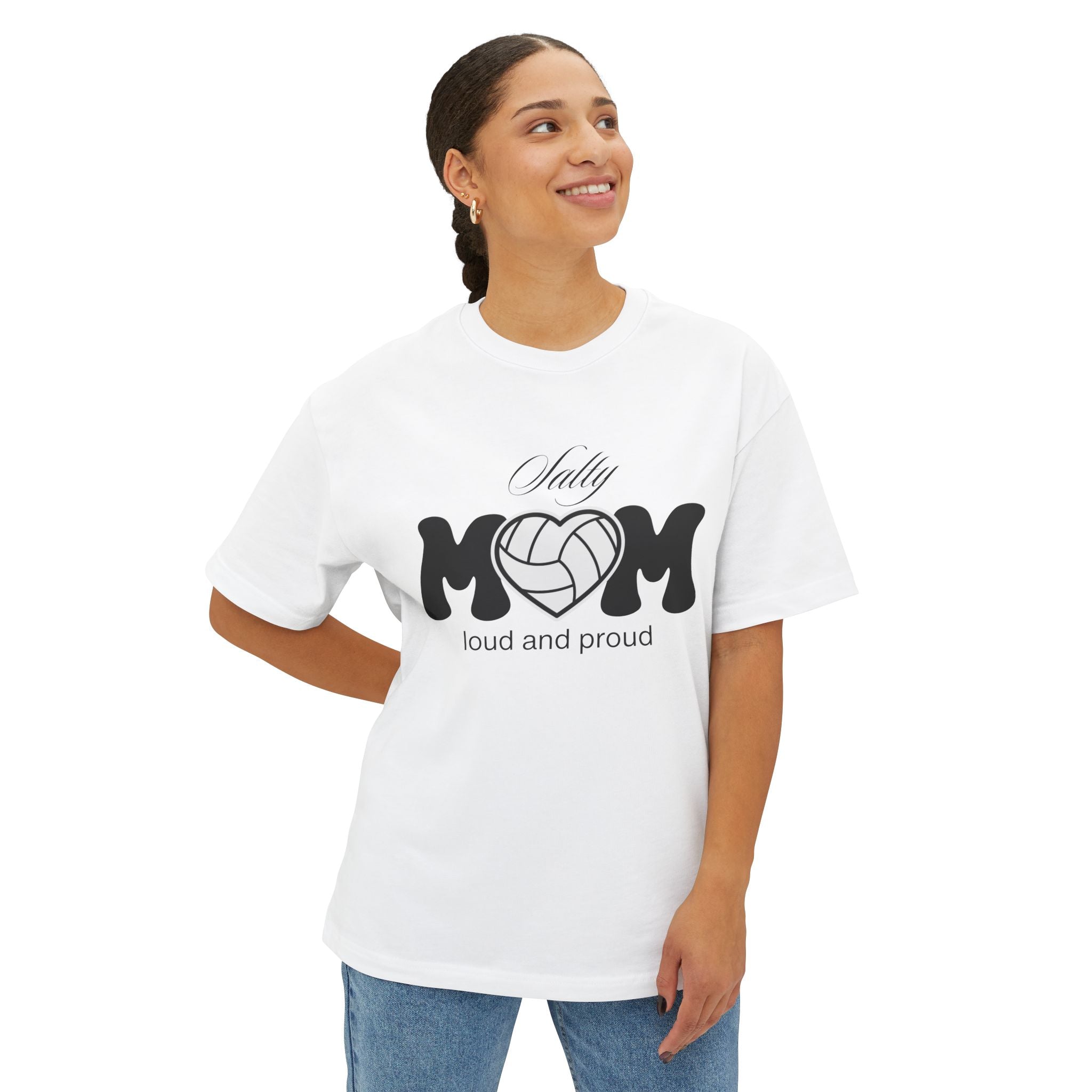 Salty Volleyball Mom - Loud and Proud Oversized Tee | 4 Shirt Color Options