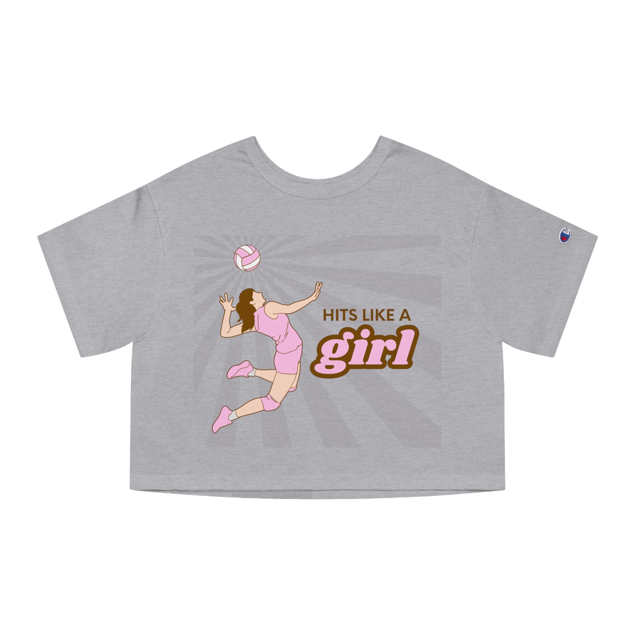 Hits Like a Girl Brown Hair Champion Women's Heritage Cropped T-Shirt (3 Colors)