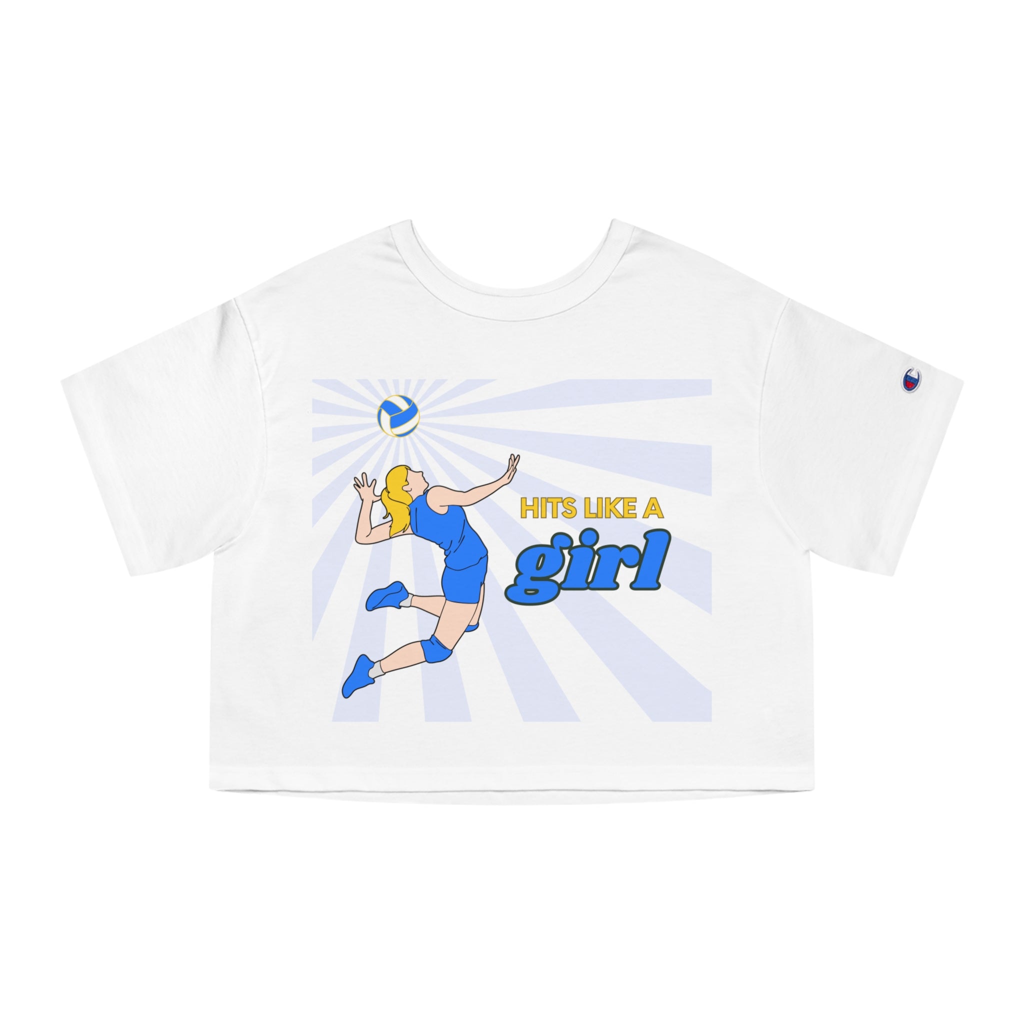 Hits Like a Girl Yellow Hair Champion Women's Heritage Cropped T-Shirt (4 Colors)