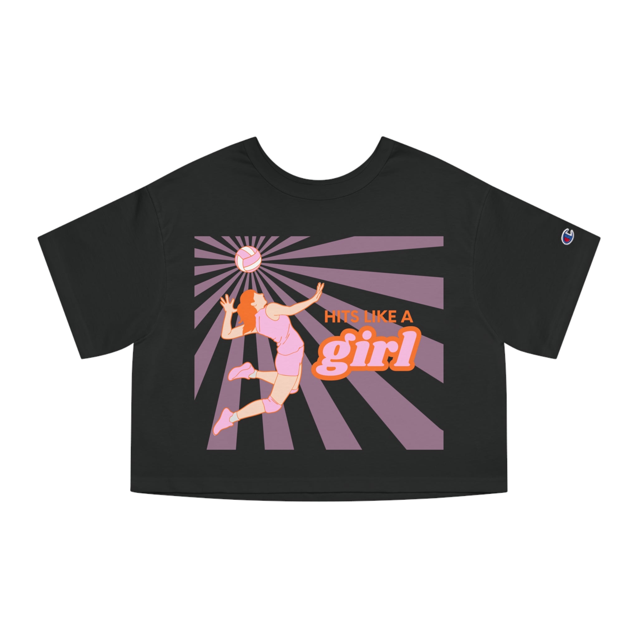 Hits Like a Girl - Orange | Champion Women's Heritage Cropped T-Shirt | 3 Shirt Color Options