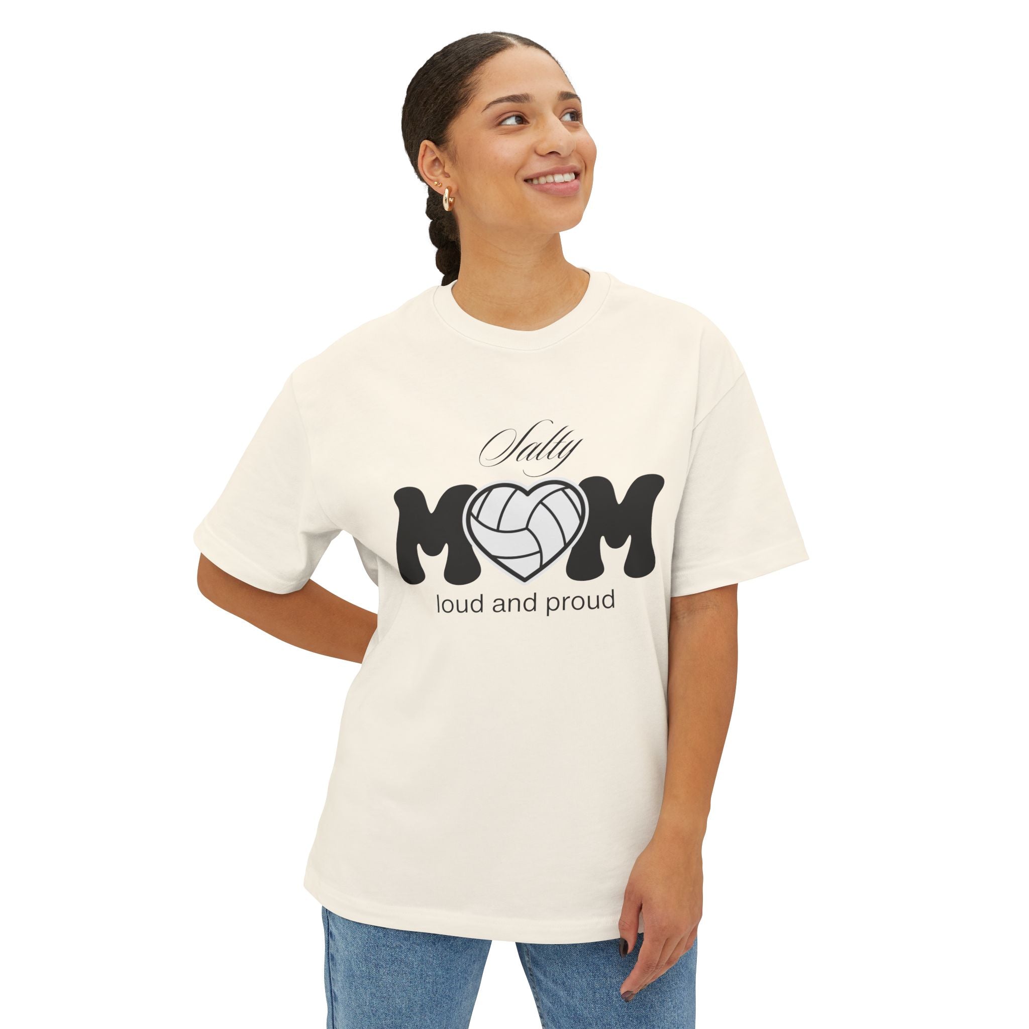 Salty Volleyball Mom - Loud and Proud Oversized Tee | 4 Shirt Color Options