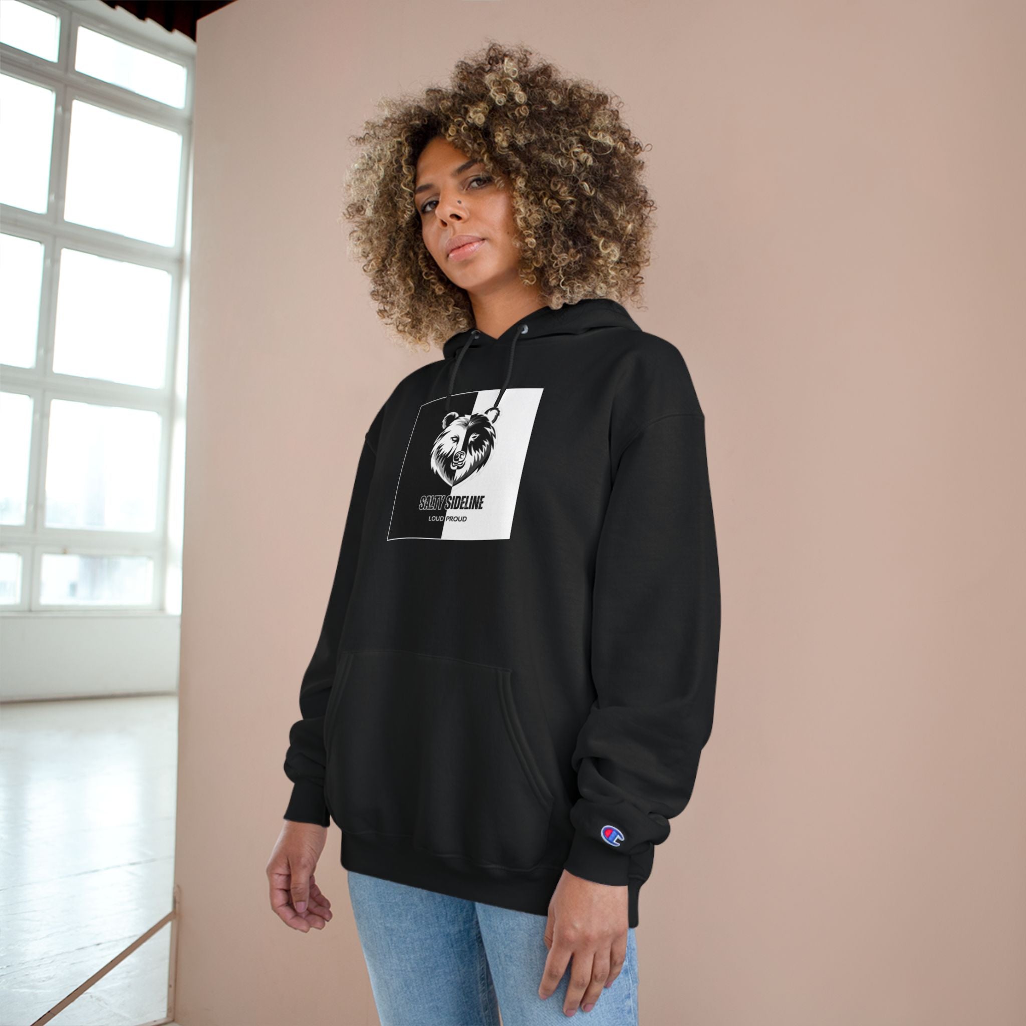 Salty Sideline Logo Champion Hoodie (Black)