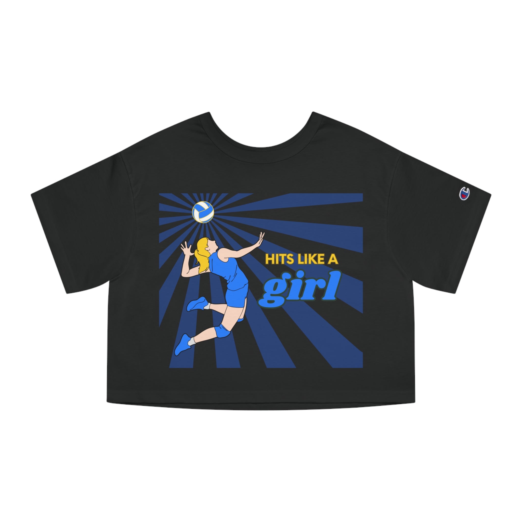 Hits Like a Girl Yellow Hair Champion Women's Heritage Cropped T-Shirt (4 Colors)