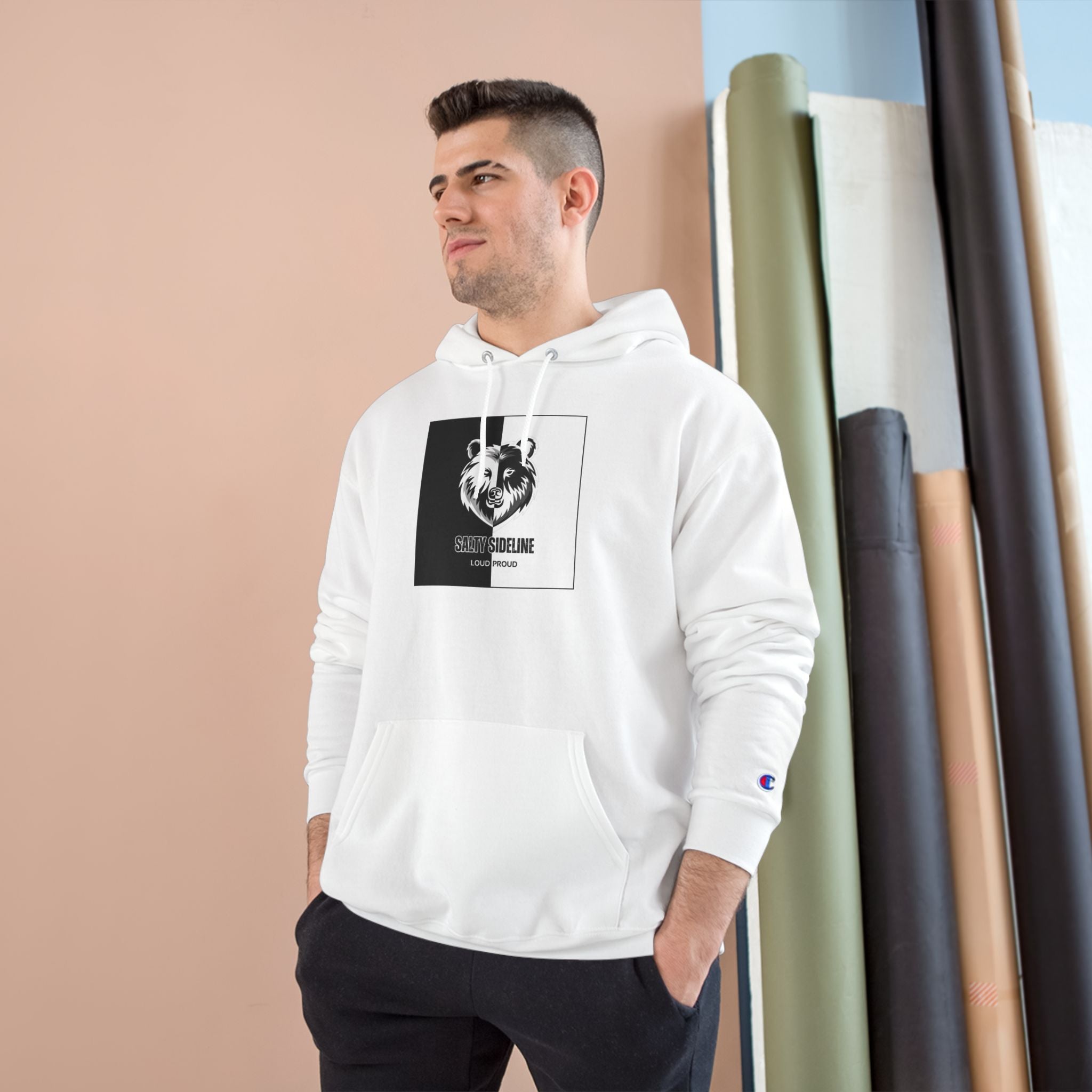 Salty Sideline Logo Champion Hoodie (White)