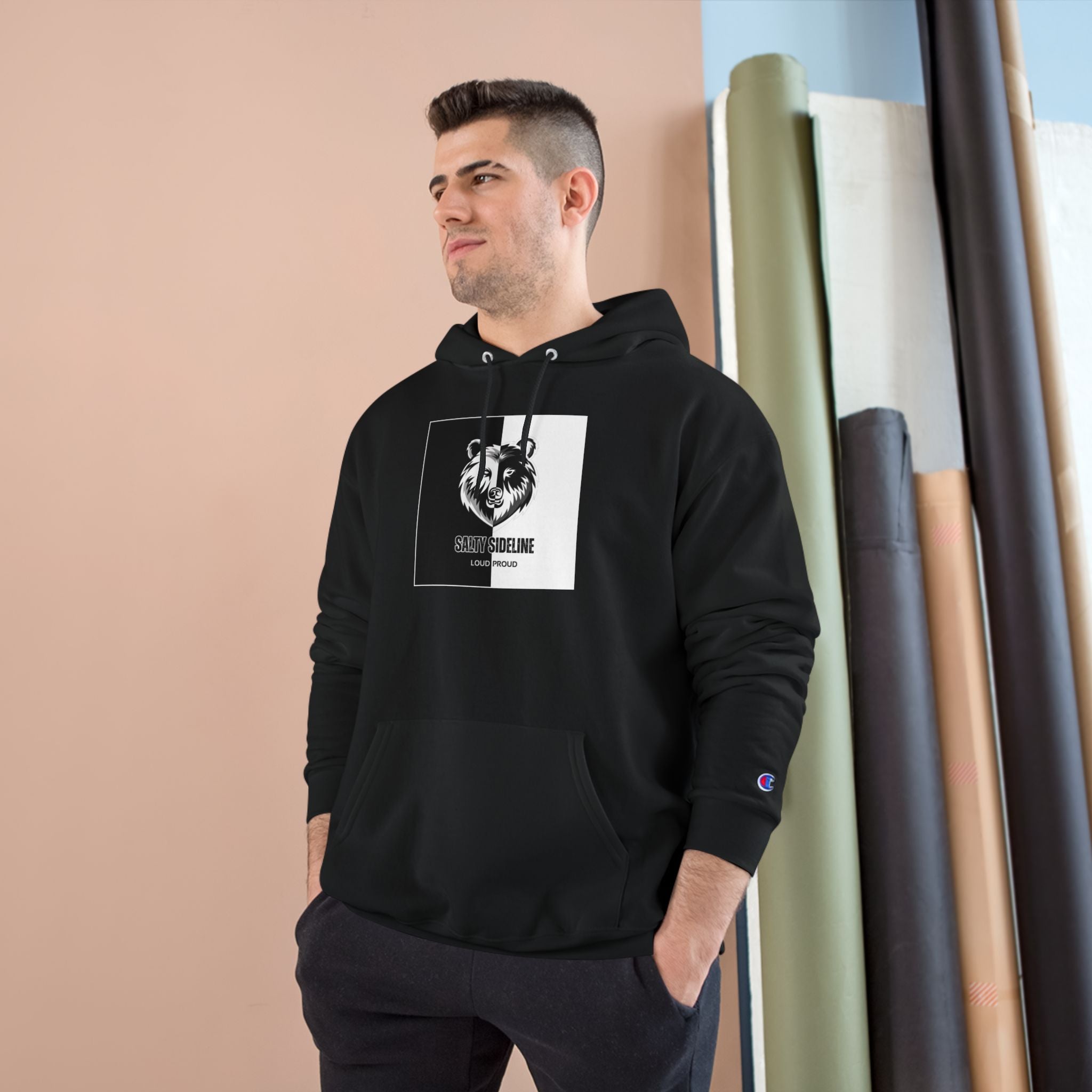 Salty Sideline Logo Champion Hoodie (Black)