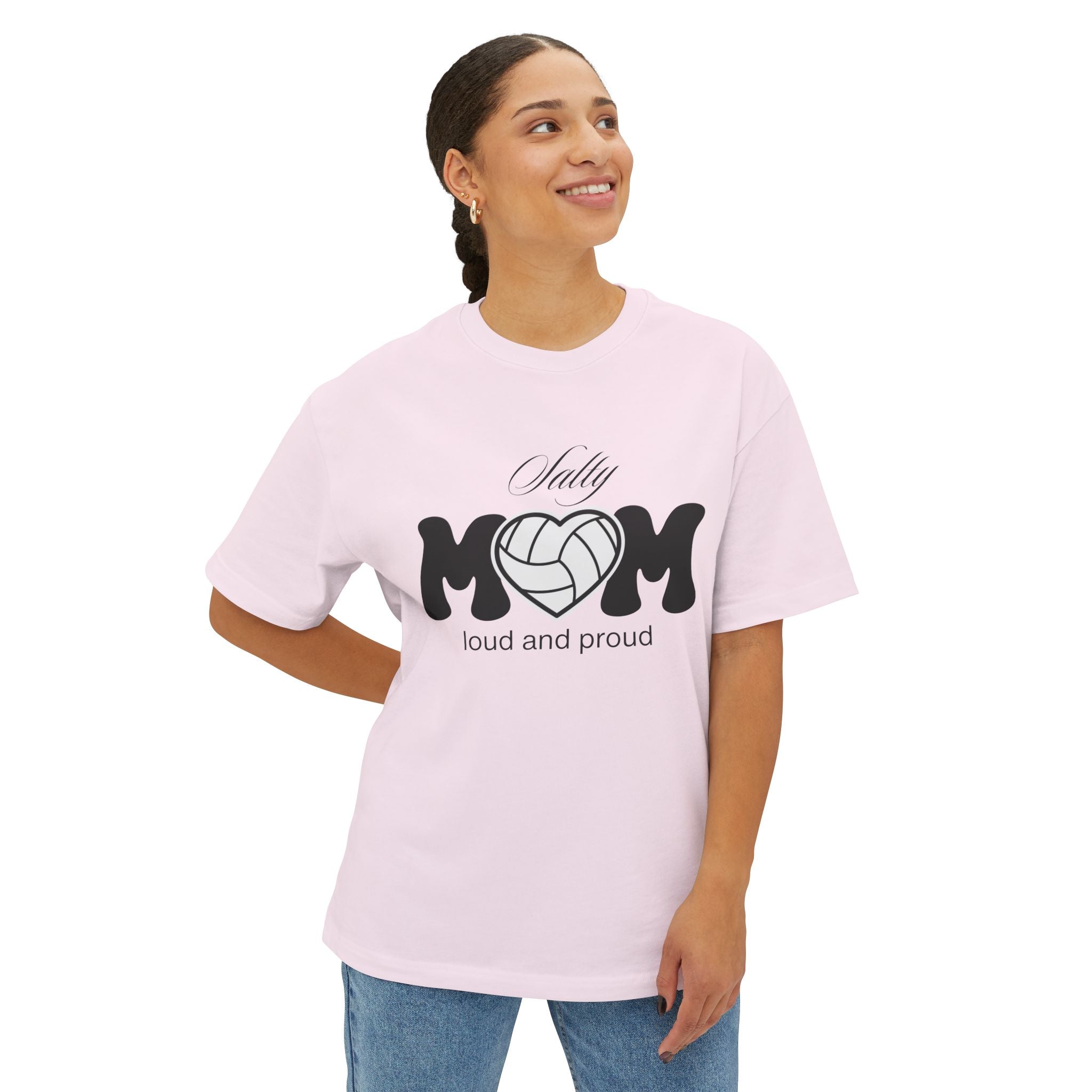Salty Volleyball Mom - Loud and Proud Oversized Tee | 4 Shirt Color Options