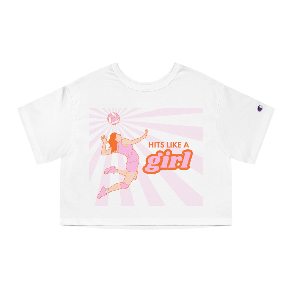 Hits Like a Girl - Orange | Champion Women's Heritage Cropped T-Shirt | 3 Shirt Color Options