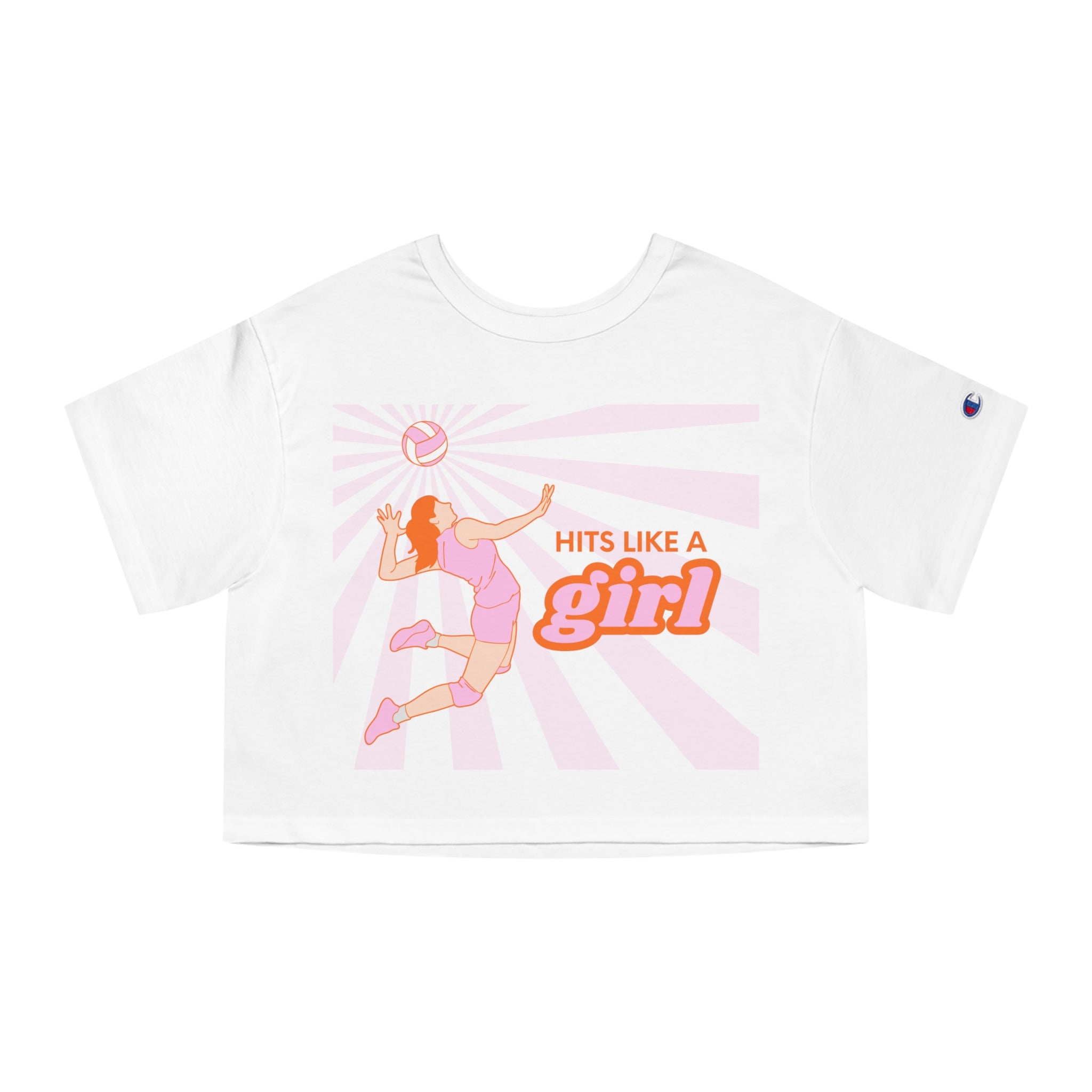 Hits Like a Girl - Orange | Champion Women's Heritage Cropped T-Shirt | 3 Shirt Color Options
