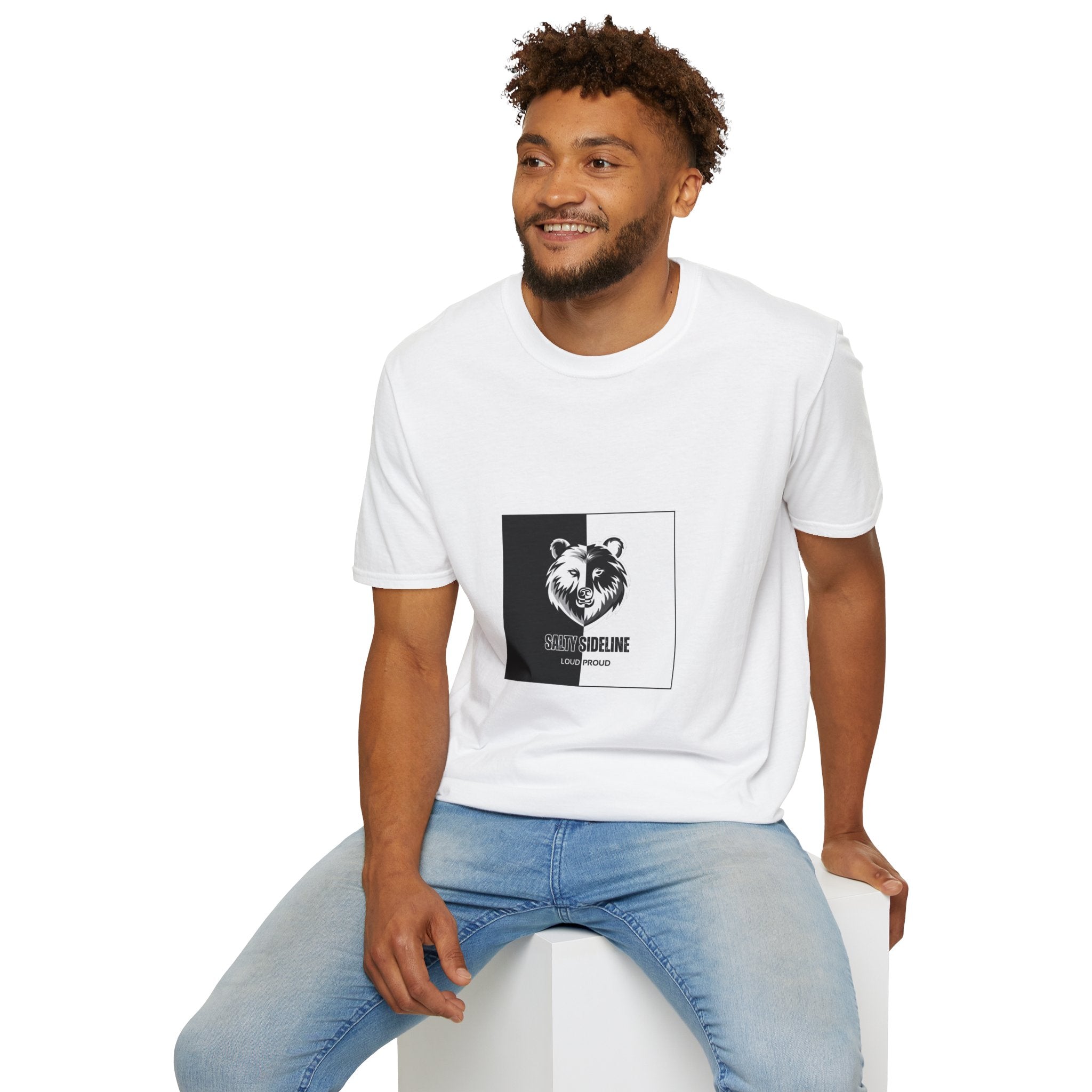 Salty Sideline Logo Unisex Softstyle T-Shirt (White)