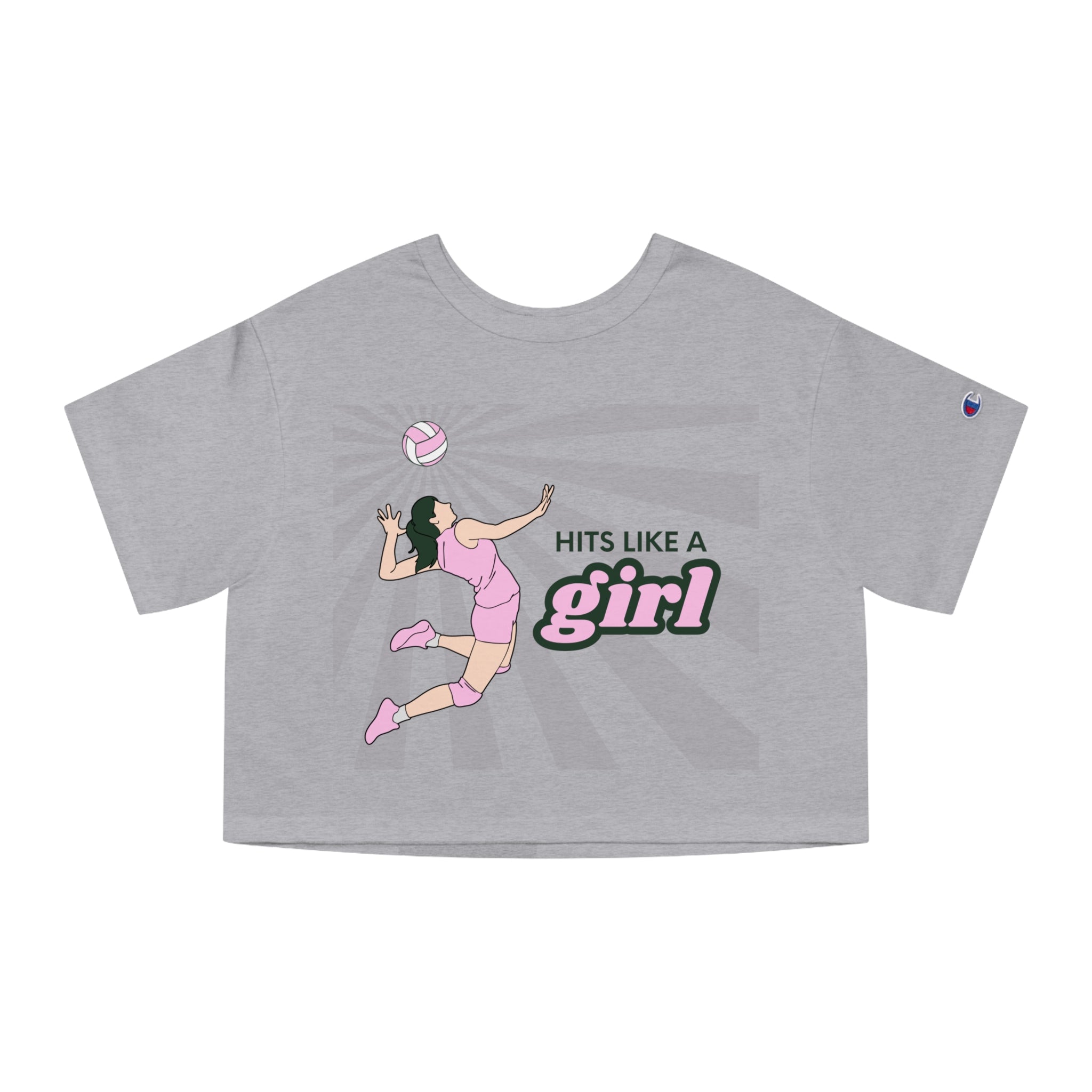 Hits Like a Girl Black Hair Champion Women's Heritage Cropped T-Shirt (2 Colors)