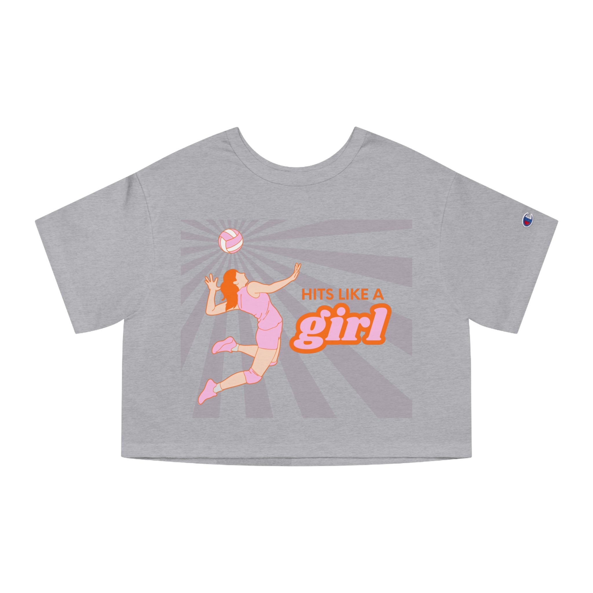 Hits Like a Girl - Orange | Champion Women's Heritage Cropped T-Shirt | 3 Shirt Color Options